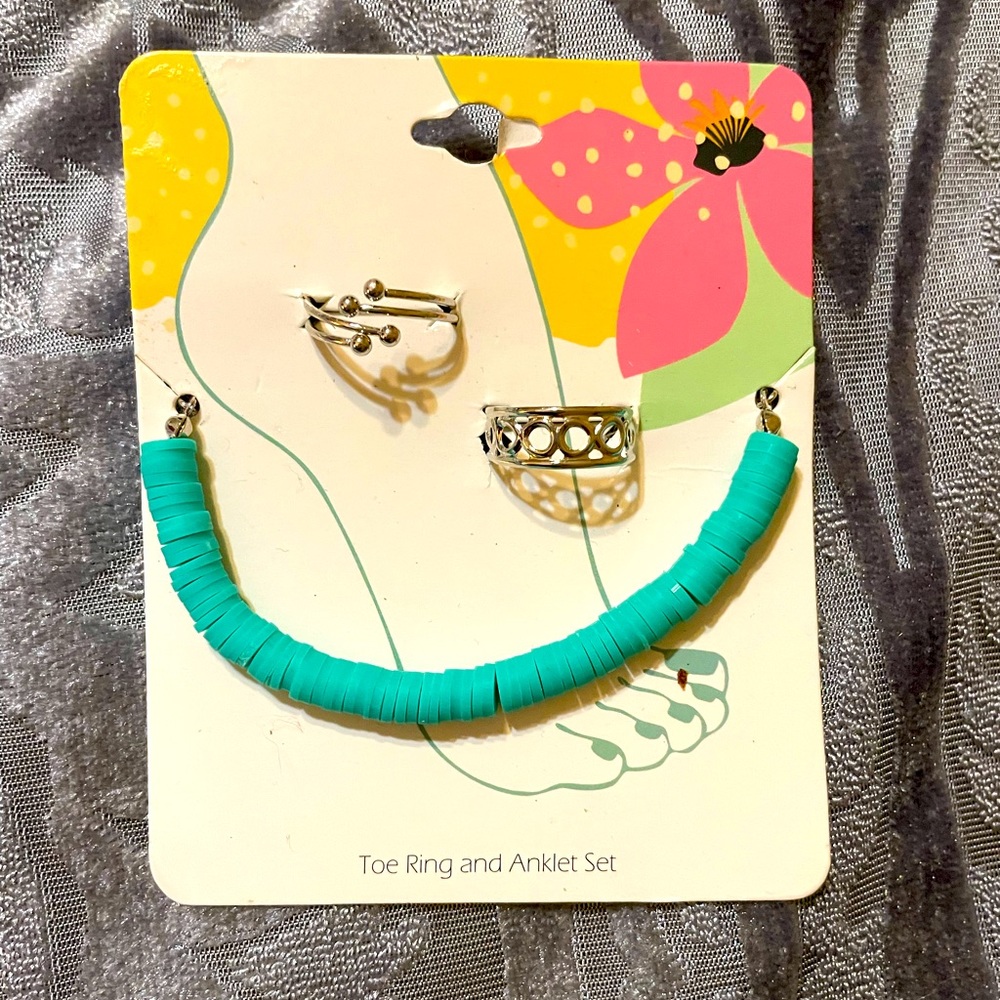 Anklet with 2 toe rings